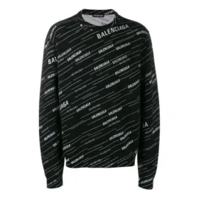 Svetr s žakárovým logem a kulatým výstřihem „Black“ 555381T15241070