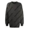 Svetr s intarzovaným pleteným logem „Grey“ 625970T31781262