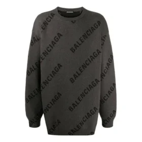 Svetr s intarzovaným pleteným logem „Grey“ 625970T31781262