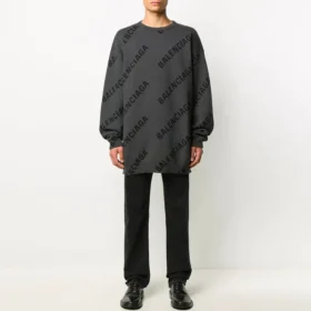 Svetr s intarzovaným pleteným logem „Grey“ 625970T31781262
