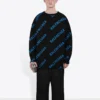 Svetr s kulatým výstřihem a celoplošným logem „Black Blue“ 625970T31781165