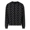 Svetr s kulatým výstřihem a celoplošným logem „Black White“ 702952T32331070