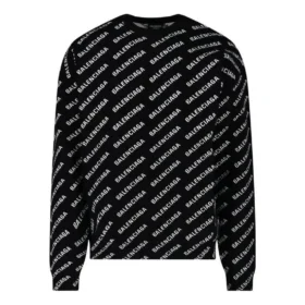 Svetr s kulatým výstřihem a celoplošným logem „Black White“ 702952T32331070