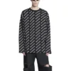 Svetr s kulatým výstřihem a celoplošným logem „Black White“ 702952T32331070