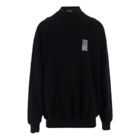 Svetr s kulatým výstřihem a čárovým kódem „Black“ 652981TKVE61070