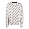 Svetr s logem po celé ploše a kulatým výstřihem „White Black“ 702952T32339054