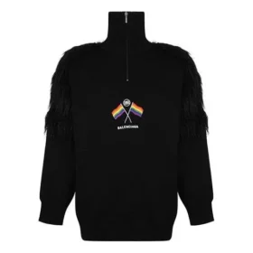 Svetr s rolákem a zipem s motivem LGBTQ vlajky „Black“ 543766T17621069