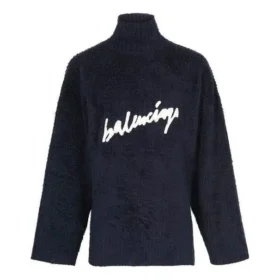 Svetr s rolákem z česané bavlny s logem „Navy“ 625935T31828065
