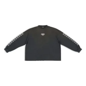 Svetr s výšivkou BB na rukávu a kulatým výstřihem „Washed Black White“ 699191TMVG79034