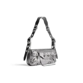 Taška přes rameno Le Cagole Xs Metallized „Silver“ 7716700GT3Y8103