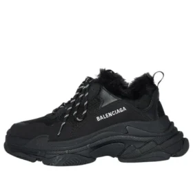 Tenisky Triple S „Faux Fur Black“ 668563W3CQ51000