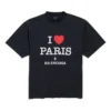 Tričko I Love Paris & Balenciaga, střední střih „Black Faded“ 764235TRVU91041