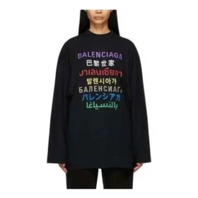 Tričko s dlouhým rukávem a logem Languages „Black Multicolor“ 641667TJVI32771