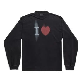 Tričko s dlouhým rukávem I Love, střední střih „Black“ 744449TOVH39034
