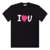 Tričko s krátkým rukávem a potiskem „I Love U“, černé 612965TJVL51070