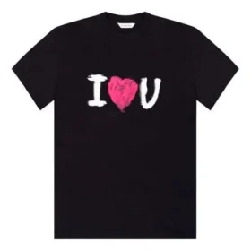 Tričko s krátkým rukávem a potiskem „I Love U“, černé 612965TJVL51070