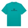 Tričko s krátkým rukávem, unisex, modré, s mozaikovým logem, písmeny abecedy, volnými otvory a opotřebovaným vzhledem 651795TKVF53660