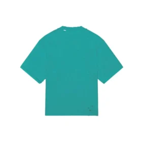 Tričko s krátkým rukávem, unisex, modré, s mozaikovým logem, písmeny abecedy, volnými otvory a opotřebovaným vzhledem 651795TKVF53660