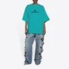 Tričko s krátkým rukávem, unisex, modré, s mozaikovým logem, písmeny abecedy, volnými otvory a opotřebovaným vzhledem 651795TKVF53660