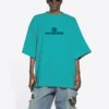 Tričko s krátkým rukávem, unisex, modré, s mozaikovým logem, písmeny abecedy, volnými otvory a opotřebovaným vzhledem 651795TKVF53660