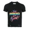 Tričko z džerzeje s potiskem a efektem opotřebení, střih Small, „Washed Black“ 612964TMVH31055