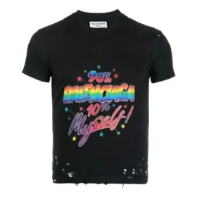 Tričko z džerzeje s potiskem a efektem opotřebení, střih Small, „Washed Black“ 612964TMVH31055