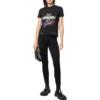 Tričko z džerzeje s potiskem a efektem opotřebení, střih Small, „Washed Black“ 612964TMVH31055