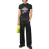 Tričko z džerzeje s potiskem a efektem opotřebení, střih Small, „Washed Black“ 612964TMVH31055