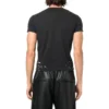 Tričko z džerzeje s potiskem a efektem opotřebení, střih Small, „Washed Black“ 612964TMVH31055