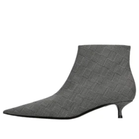 Vlněné kostkované kozačky s špičatou špičkou „Grey“ 579218W1SR01214
