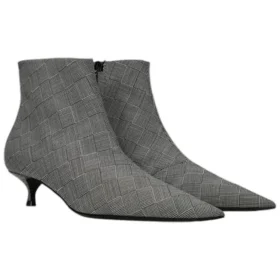 Vlněné kostkované kozačky s špičatou špičkou „Grey“ 579218W1SR01214