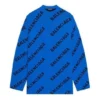 Vlněný svetr s kulatým výstřihem a celoplošným logem „Blue“ 657400T15673964
