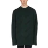 Vlněný svetr s kulatým výstřihem a celoplošným logem „Dark Green“ 657400T15673050