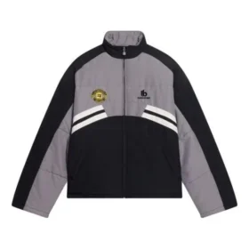Vypolstrovaná bundy s rolákem „Grey Black“ 675462-TKO48-1000
