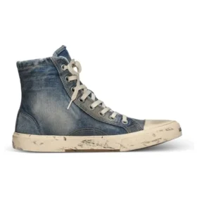 Vysoké tenisky Paris „Blue Destroyed Denim and Rubber“ 688752W3RCL4090