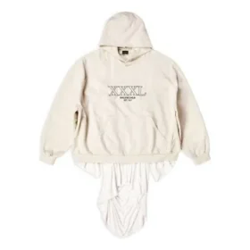 XXXL Mikina s nášivkami a kapucí, oversized „Ecru“ 720406TNVD99784