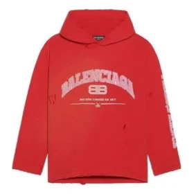 Zkrácená mikina s kapucí Balenciaga „Cardi Red“ 670946-TLVJ3-6441