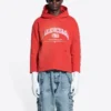 Zkrácená mikina s kapucí Balenciaga „Cardi Red“ 670946-TLVJ3-6441